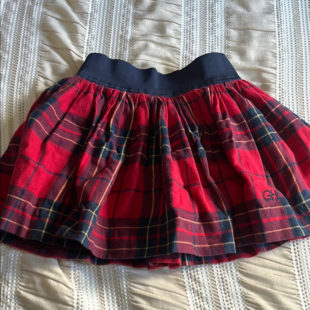 Gilly Hicks Red and Black Smocked Bubble Mini Skirt